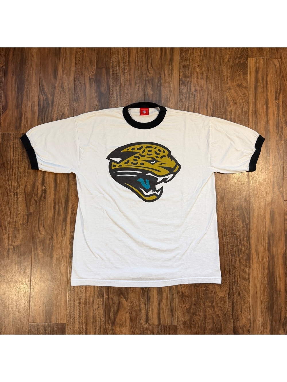 Vintage 90s Jacksonville Jaguars NFL Ringer T Shirt Big Logo Size ~XL